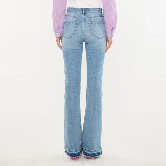 Kancan Aimmes High Rise Flare Jeans Release Hem Slanted Pockets NWT - Picture 6 of 7